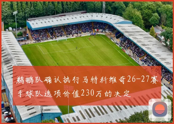 鹈鹕队确认执行马特科维奇26-27赛季球队选项价值230万的决定